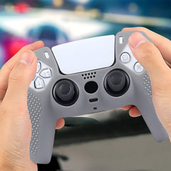 Hicle Silicone Grip Cover for PS5 Controller – Anti-Slip Dotted Texture Protective Sleeve (Grey)