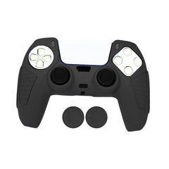 Hicle Black Silicone Cover for PS5 Controller with Anti-Slip Grip and 2 Thumb Grips – Soft Rubber Protective Case for DualSense Gamepad