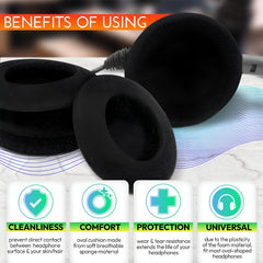 Hicle 60mm Round Foam Ear Pads – Compatible with Sony MDR-V6, MDR-7506, and Similar On-Ear Headphones (1 Pair, Black)