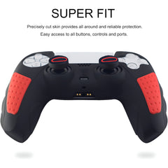 Hicle PS5 Handle Silicone Protective Cover – Non-Slip, Sweat-Proof Soft Rubber Shell with Thumb Grips (Black and Red)
