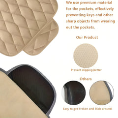 Hicle Premium Beige Car Seat Cushion Set – 3 Piece Anti-Slip PU Leather Seat Covers for Front & Rear Seats – Universal Fit for Most Cars