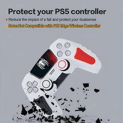 Hicle PS5 Handle Silicone Protective Cover – Non-Slip, Sweat-Proof Soft Rubber Shell with Thumb Grips (Spiderman White)
