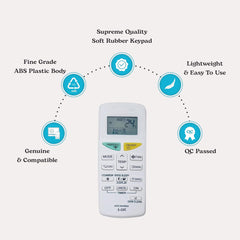 Hicle ARC484B32 Daikin AC Remote Control – Compatible Only with Daikin Air Conditioners, LCD Display, Multi-Function, No Setup Required (White)