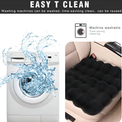 Hicle Winter Car Seat Cushion 3-Piece Set – Black Plush Bubble Design, Warm Velvet Square Pads for Front & Rear Seats