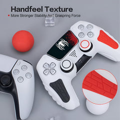 Hicle PS5 Handle Silicone Protective Cover – Non-Slip, Sweat-Proof Soft Rubber Shell with Thumb Grips (Spiderman White)