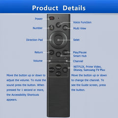 Hicle Universal TV Remote Control for Samsung Smart TVs (2019–2024) | Compatible Replacement with Voice Control – No Solarcell