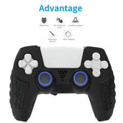 Hicle PS5 Handle Silicone Protective Cover – Non-Slip, Sweat-Proof Soft Rubber Shell with Thumb Grips (Cool Black)