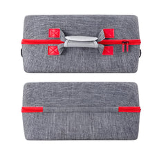 Hicle PS5 Soft Fabric Carrying Case – Red Zipper Grey Travel Bag for PlayStation 5 Console and Accessories