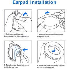 Hicle Replacement Ear Pads – Compatible with Bose QuietComfort 15 QC15 QC25 QC2 QC35 / Ae2 Series / SoundTrue & SoundLink Around-Ear Headphones (Light Grey with Blue Font, 1 Pair)