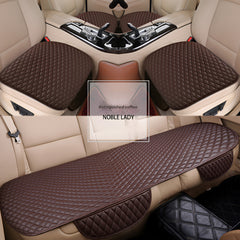 Hicle Premium Dark Brown Car Seat Cushion Set – 3 Piece Anti-Slip PU Leather Seat Covers for Front & Rear Seats – Universal Fit