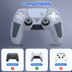 Hicle PS5 Handle Silicone Protective Cover – Non-Slip, Sweat-Proof Soft Rubber Shell with Thumb Grips (Grey)
