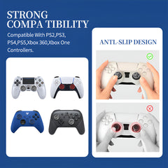 Hicle Anti-Slip Joystick Cap for PS5, PS4 & Xbox Controllers – 3D Silicone Thumb Grip Cover (Pack of 2, Black+white)