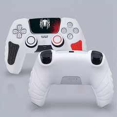 Hicle PS5 Handle Silicone Protective Cover – Non-Slip, Sweat-Proof Soft Rubber Shell with Thumb Grips (Spiderman White)