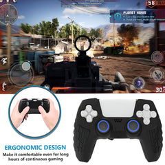 Hicle PS5 Handle Silicone Protective Cover – Non-Slip, Sweat-Proof Soft Rubber Shell with Thumb Grips (Cool Black)