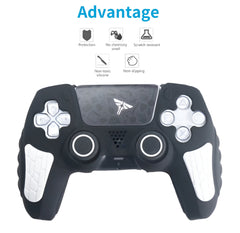 Hicle PS5 Handle Silicone Protective Cover – Non-Slip, Sweat-Proof Soft Rubber Shell with Thumb Grips (Black and White)