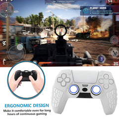 Hicle PS5 Handle Silicone Protective Cover – Non-Slip, Sweat-Proof Soft Rubber Shell with Thumb Grips (White)