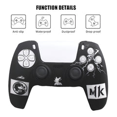 Hicle Mortal Kombat Edition Silicone Cover for PS5 Controller – Black Anti-Slip Soft Protective Case with Lightning Design and MK Logos