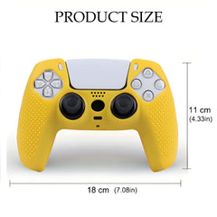 Hicle Silicone Cover for PS5 Controller – Yellow Anti-Slip Grip Protective Case – Monochrome Dotted Silicone Sleeve for PS5 Gamepad(Yellow)