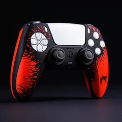 Hicle Red and Black Laser Engraved Silicone Protective Cover for PS5 Controller – Anti-Slip Soft Grip with Camouflage Spider Graphic Design