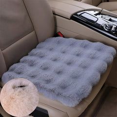 Hicle Winter Car Seat Cushion 3-Piece Set – Lake Blue Plush Bubble Design, Warm Velvet Square Pads for Front & Rear Seats