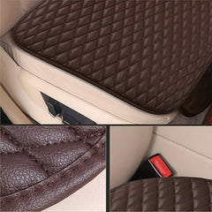 Hicle Premium Dark Brown Car Seat Cushion Set – 3 Piece Anti-Slip PU Leather Seat Covers for Front & Rear Seats – Universal Fit