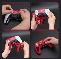Hicle PS5 Handle Silicone Protective Cover – Non-Slip, Sweat-Proof Soft Rubber Shell with Thumb Grips (Red)