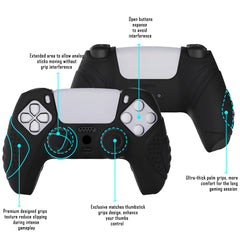 Hicle Silicone Grip Cover for PS5 Controller – Anti-Slip Dotted Texture Protective Sleeve (Black)