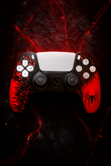Hicle Red and Black Laser Engraved Silicone Protective Cover for PS5 Controller – Anti-Slip Soft Grip with Camouflage Spider Graphic Design