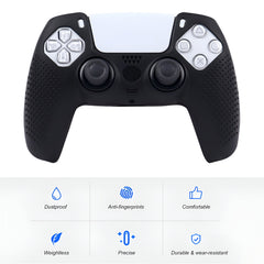 Hicle Silicone Grip Cover for PS5 Controller – Anti-Slip Dotted Texture Protective Sleeve (Black)