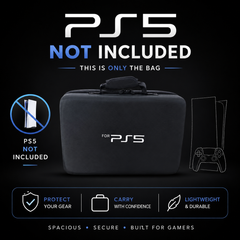 PS5/PS4 Carrying & Travel Case with EVA Fabric Protection for Console & Accessories - Black with Zipper