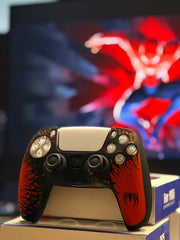 Hicle Red and Black Laser Engraved Silicone Protective Cover for PS5 Controller – Anti-Slip Soft Grip with Camouflage Spider Graphic Design