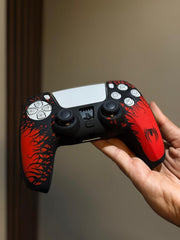 Hicle Red and Black Laser Engraved Silicone Protective Cover for PS5 Controller – Anti-Slip Soft Grip with Camouflage Spider Graphic Design