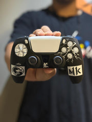 Hicle Mortal Kombat Edition Silicone Cover for PS5 Controller – Black Anti-Slip Soft Protective Case with Lightning Design and MK Logos