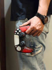 Hicle Red and Black Laser Engraved Silicone Protective Cover for PS5 Controller – Anti-Slip Soft Grip with Camouflage Spider Graphic Design