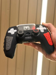 Hicle PS5 Handle Silicone Protective Cover – Non-Slip, Sweat-Proof Soft Rubber Shell with Thumb Grips (Spider-Man Black)