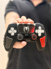 Hicle PS5 Handle Silicone Protective Cover – Non-Slip, Sweat-Proof Soft Rubber Shell with Thumb Grips (Spider-Man Black)