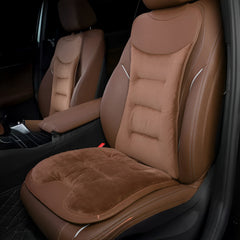 Hicle Winter Velvet Car Seat Cushion Set – Universal Fit for Mercedes, BMW & More | Brown Plush Full-Seat Covers for 5-Seater Cars