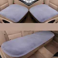 Hicle Winter Car Seat Cushion – Plush Rabbit Fur, Warm Thick Wool Seat Pad for Driver and Passenger (Gray)