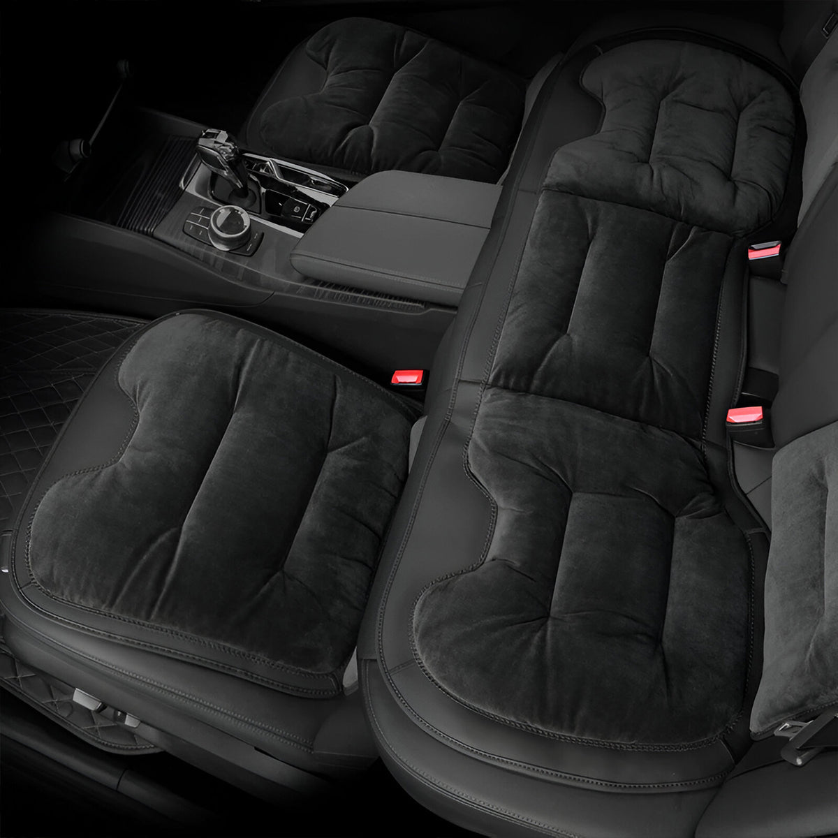 Hicle Winter Velvet Car Seat Cushion Set – Universal Fit for Mercedes, BMW & More | Black Plush Full-Seat Covers for 5-Seater Cars