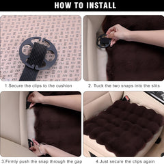 Hicle Winter Car Seat Cushion Set – Brown Bubble Velvet Design, Soft 3-Piece Set for Front & Rear Seats, Plush Warm Padding