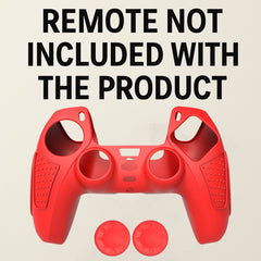 Hicle Red Silicone Cover for PS5 Controller with Anti-Slip Grip and 2 Thumb Grips – Soft Rubber Protective Case for DualSense Gamepad
