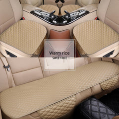 Hicle Premium Beige Car Seat Cushion Set – 3 Piece Anti-Slip PU Leather Seat Covers for Front & Rear Seats – Universal Fit for Most Cars