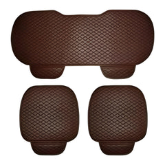 Hicle Premium Dark Brown Car Seat Cushion Set – 3 Piece Anti-Slip PU Leather Seat Covers for Front & Rear Seats – Universal Fit