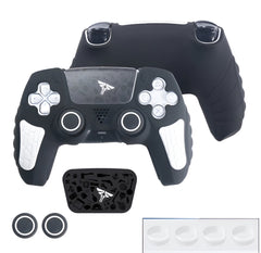 Hicle PS5 Handle Silicone Protective Cover – Non-Slip, Sweat-Proof Soft Rubber Shell with Thumb Grips (Black and White)