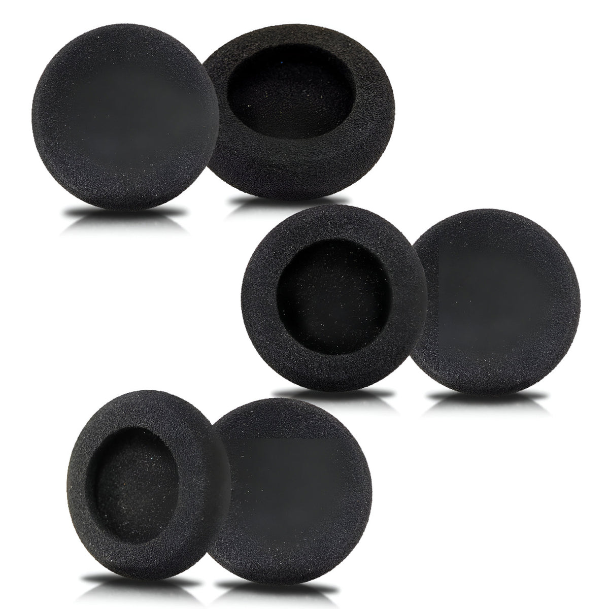 Hicle 60mm Round Foam Ear Pads – Compatible with Sony MDR-V6, MDR-7506, and Similar On-Ear Headphones (1 Pair, Black)