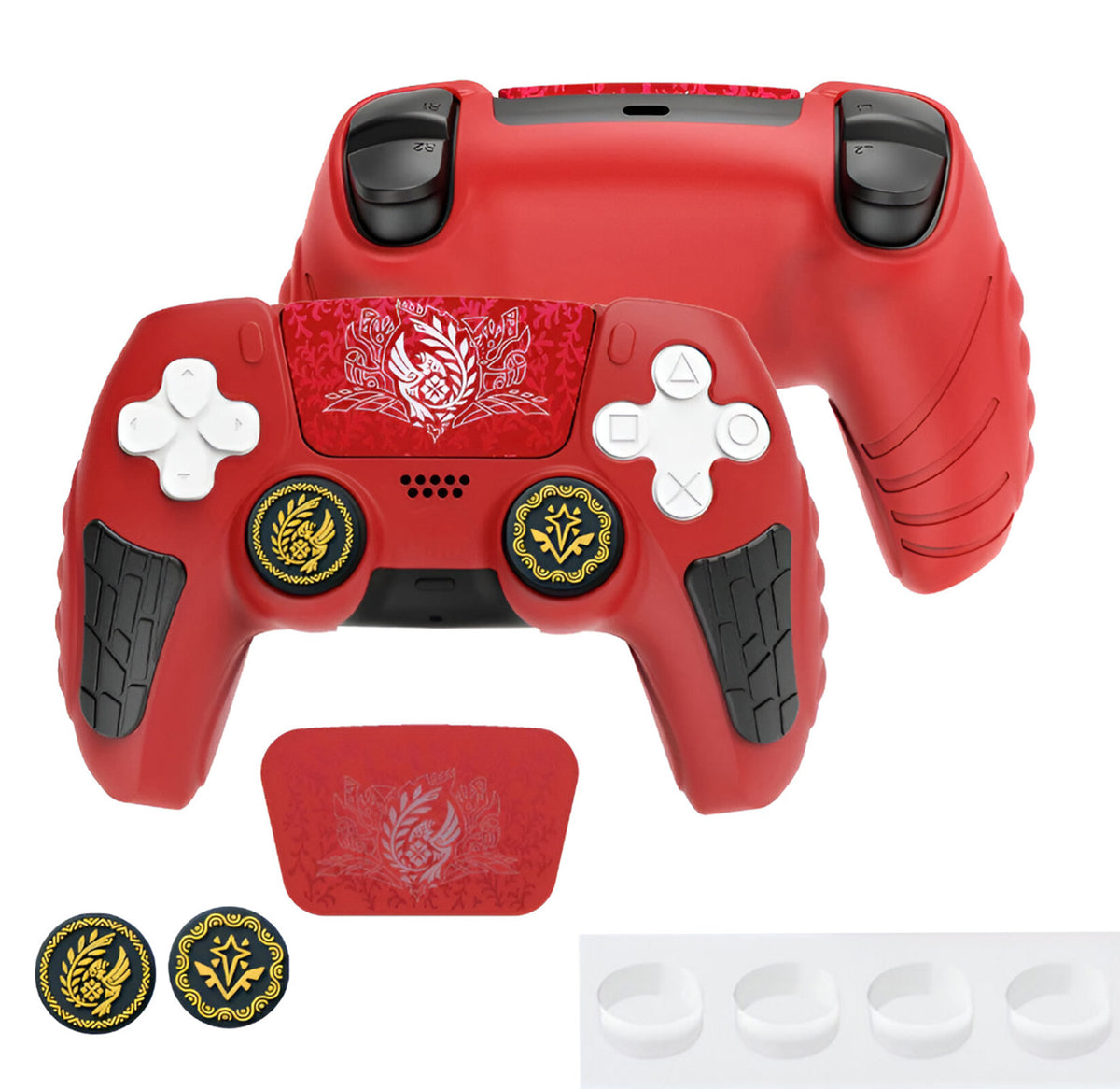 Hicle PS5 Handle Silicone Protective Cover – Non-Slip, Sweat-Proof Soft Rubber Shell with Thumb Grips (Red)