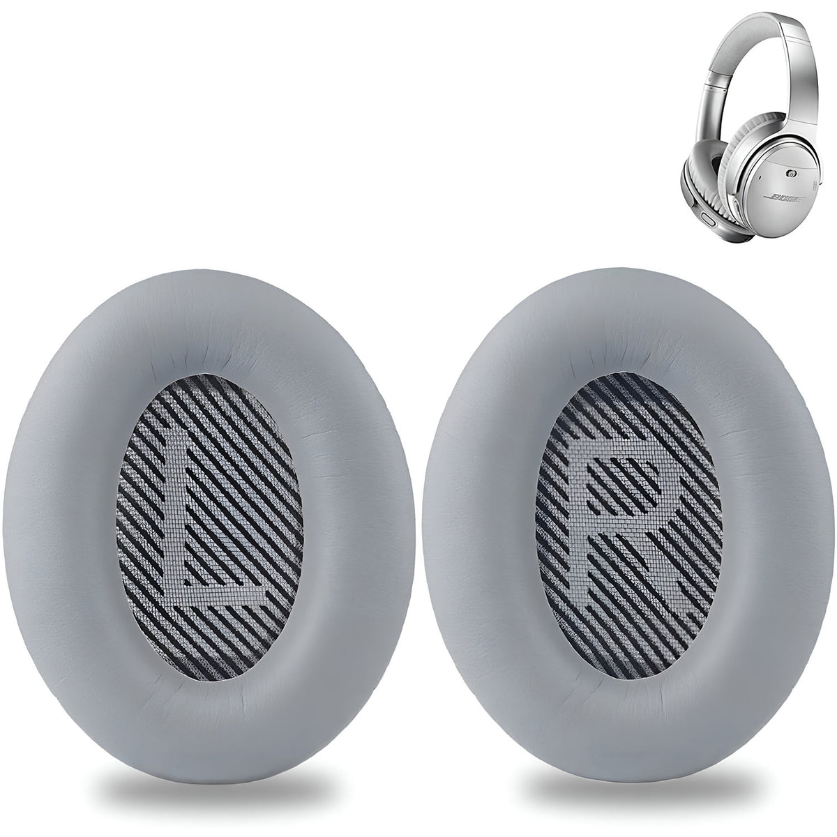 Hicle Premium Replacement Ear Pads – Compatible with Bose QuietComfort Series and SoundTrue/SoundLink Around-Ear Headphones (1 Pair, Light Grey)