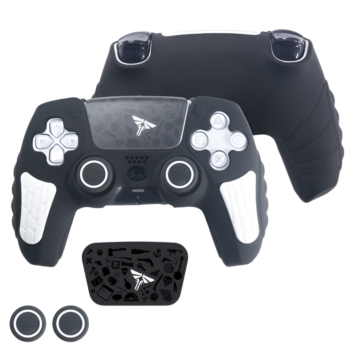 Hicle PS5 Handle Silicone Protective Cover – Non-Slip, Sweat-Proof Soft Rubber Shell with Thumb Grips (Black and White)