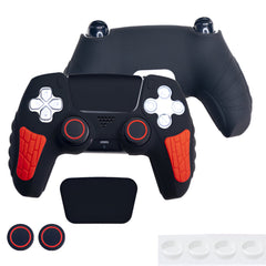 Hicle PS5 Handle Silicone Protective Cover – Non-Slip, Sweat-Proof Soft Rubber Shell with Thumb Grips (Black and Red)