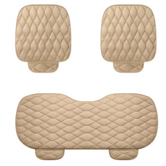Hicle Premium Beige Car Seat Cushion Set – 3 Piece Anti-Slip PU Leather Seat Covers for Front & Rear Seats – Universal Fit for Most Cars
